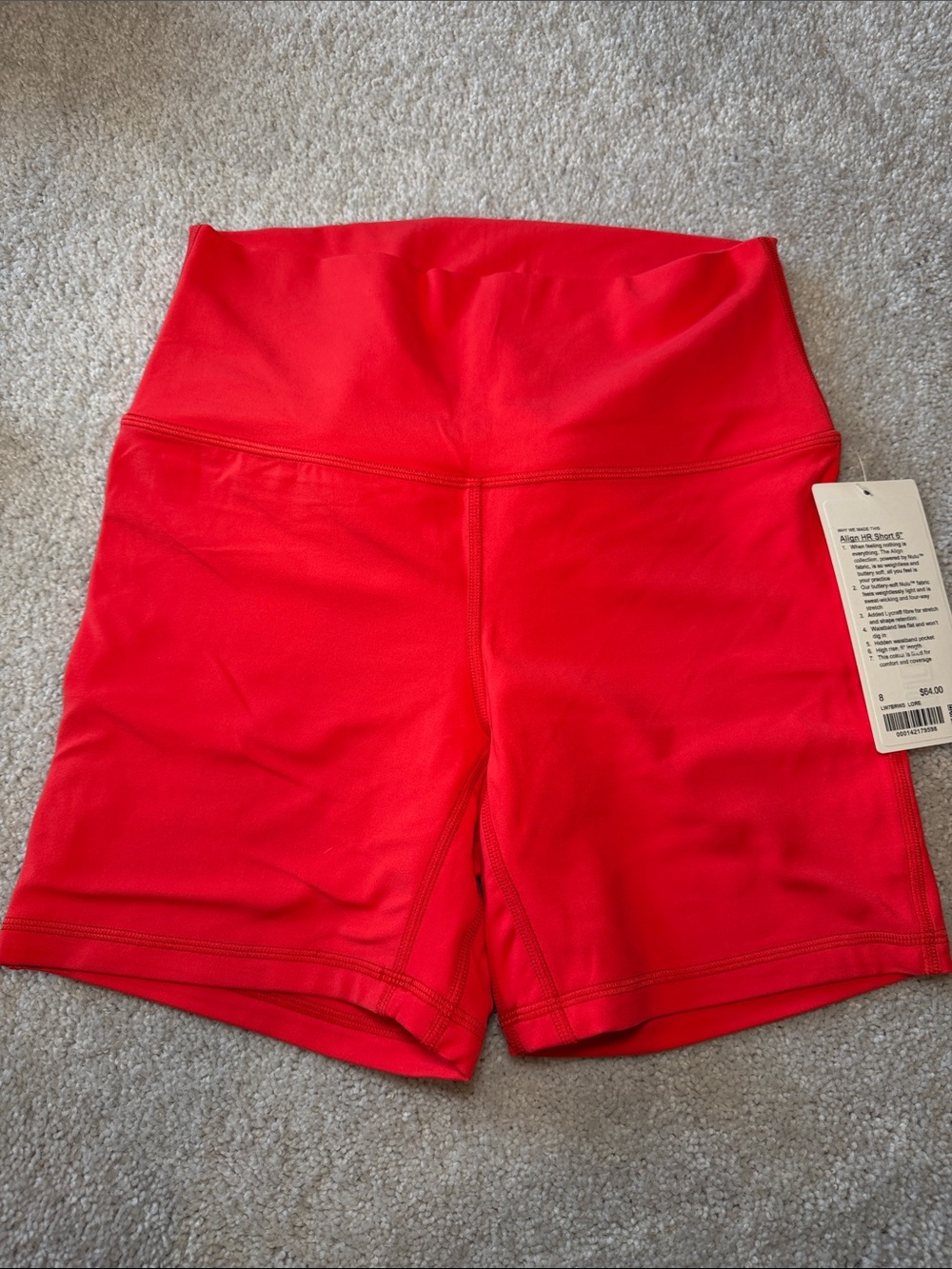 lululemon athletica High-Rise neon Red Bike Shorts